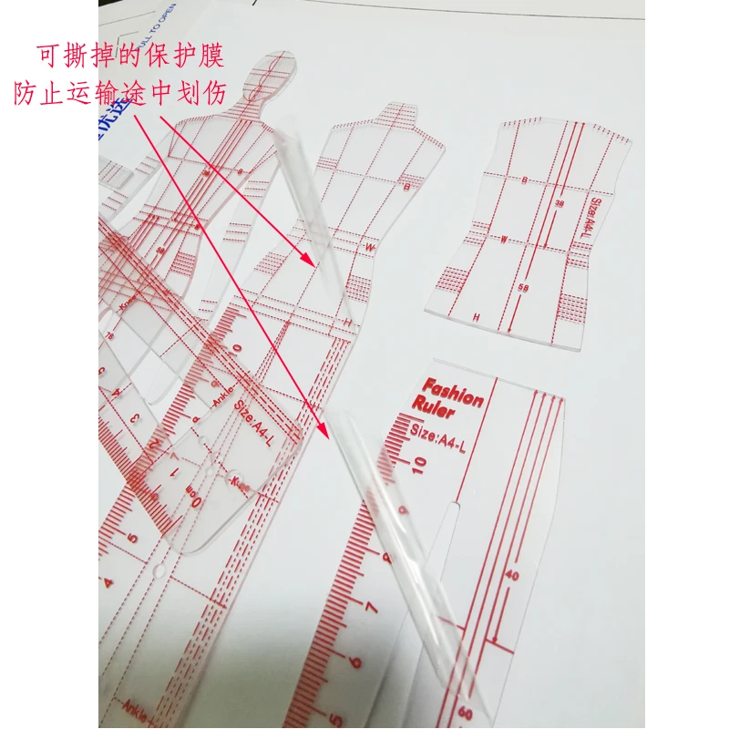 6pcs Men's Women's Suits Clothing Design Scale Ruler  Mannequin Hand Painted Model Effect Style  Figure Template Ruler