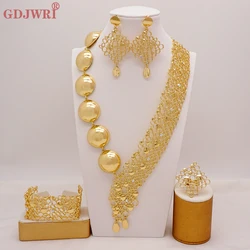Dubai Gold Color Bridal Jewelry Sets Necklace Earrings Bracelet Rings Gifts Wedding Costume Jewellery Set For Women
