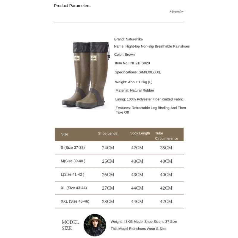 Naturehike Fishing Boots Rain Shoes Outdoor Rain Boots Men Women Sneaker Fishing Waders Wading Shoes Chest Waders Water Aqua