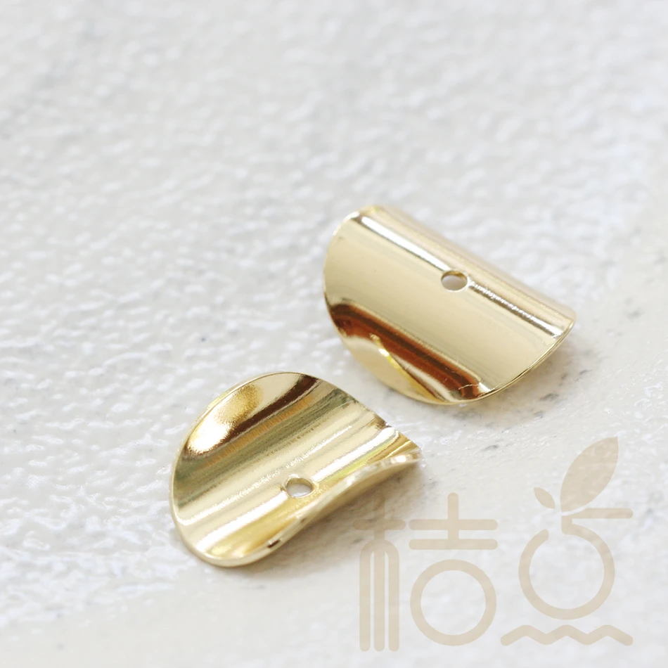DIY Supply-Solid Brass Finding Waved-Curved Disc - 15.15*11mm (4029C-F-182)