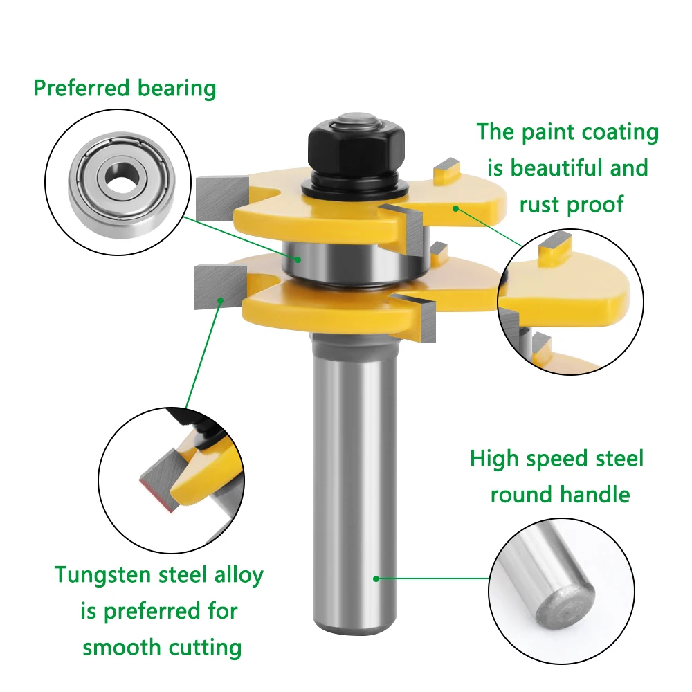 2pcs 12 MILLIMETRI 1/2 Gambo Tongue & Groove Joint Montare Router Bit 3/4 \