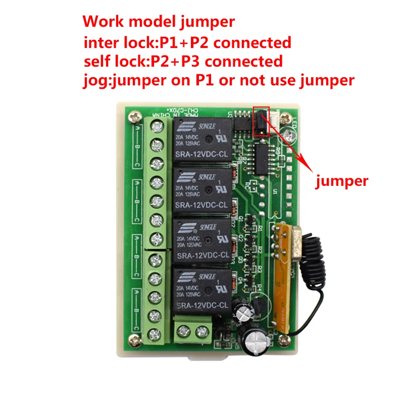 DC 12V 4CH bezprzewodowy przekaźnik zdalnego sterowania kontroler 1 odbiornik + 2 nadajniki 433MHz