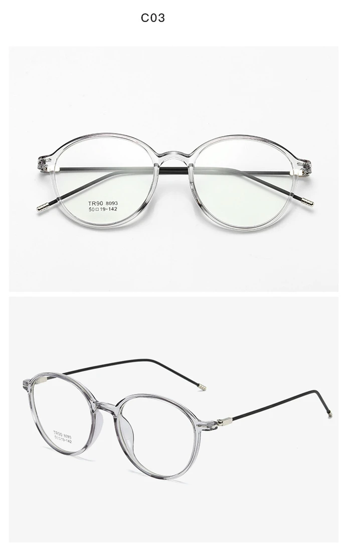 Dünnes Bein klarer Spiegel verschreibung pflicht ige Brille Frauen ultraleichte tr90 Student ovale Myopie Linse optische Brille 0-148-1/8 bis-4 – Detail 8