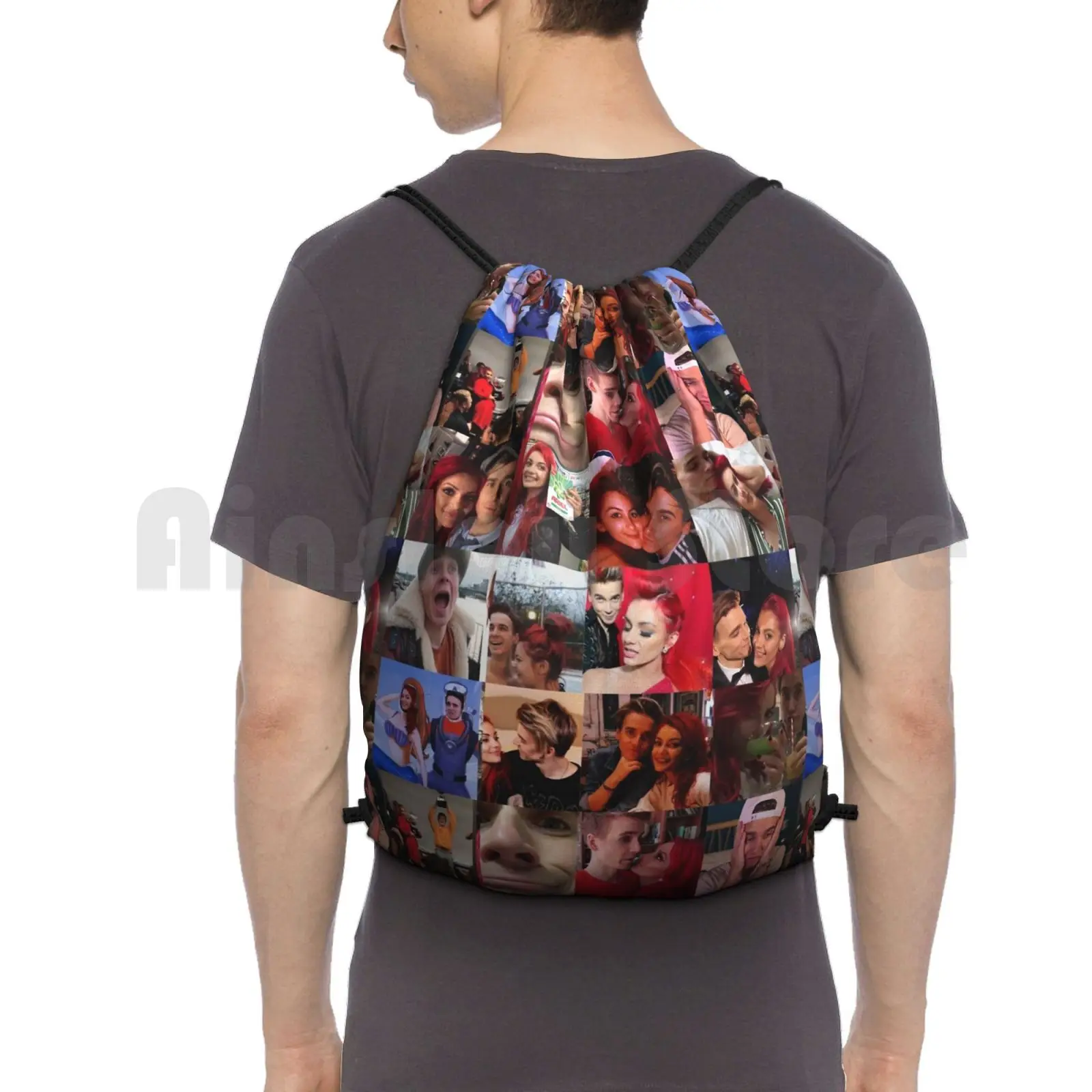 Joe Sugg And Dianne Buswell Collage Backpack Drawstring Bags Gym Bag Waterproof Joesugg Diannebuswell Joanne