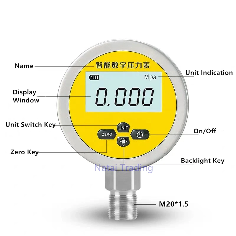 

Digital Pressure Gauge 0-60MPA, Battery Powered Electronic Oil Pressure Hydraulic Pressure Manometer 5 units