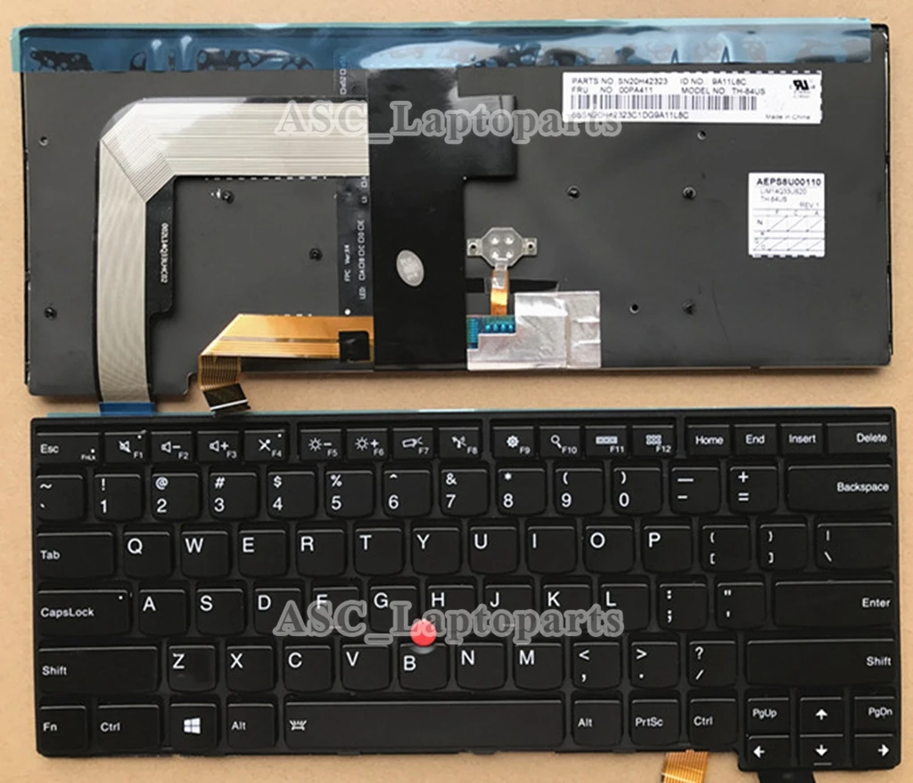 Nuova tastiera US QWERTY per Lenovo Thinkpad T460S T470S 01EN600 01YR046 cornice nera nera, retroilluminata, puntatore