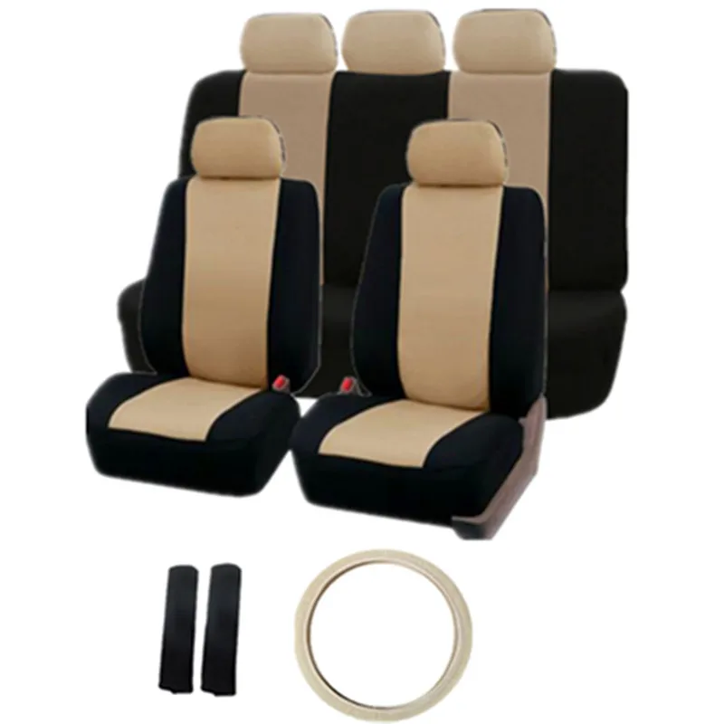 Funda Universal para asiento de coche, 9 juegos de fundas de asiento completas para Crossovers Sedans, funda para volante de coche