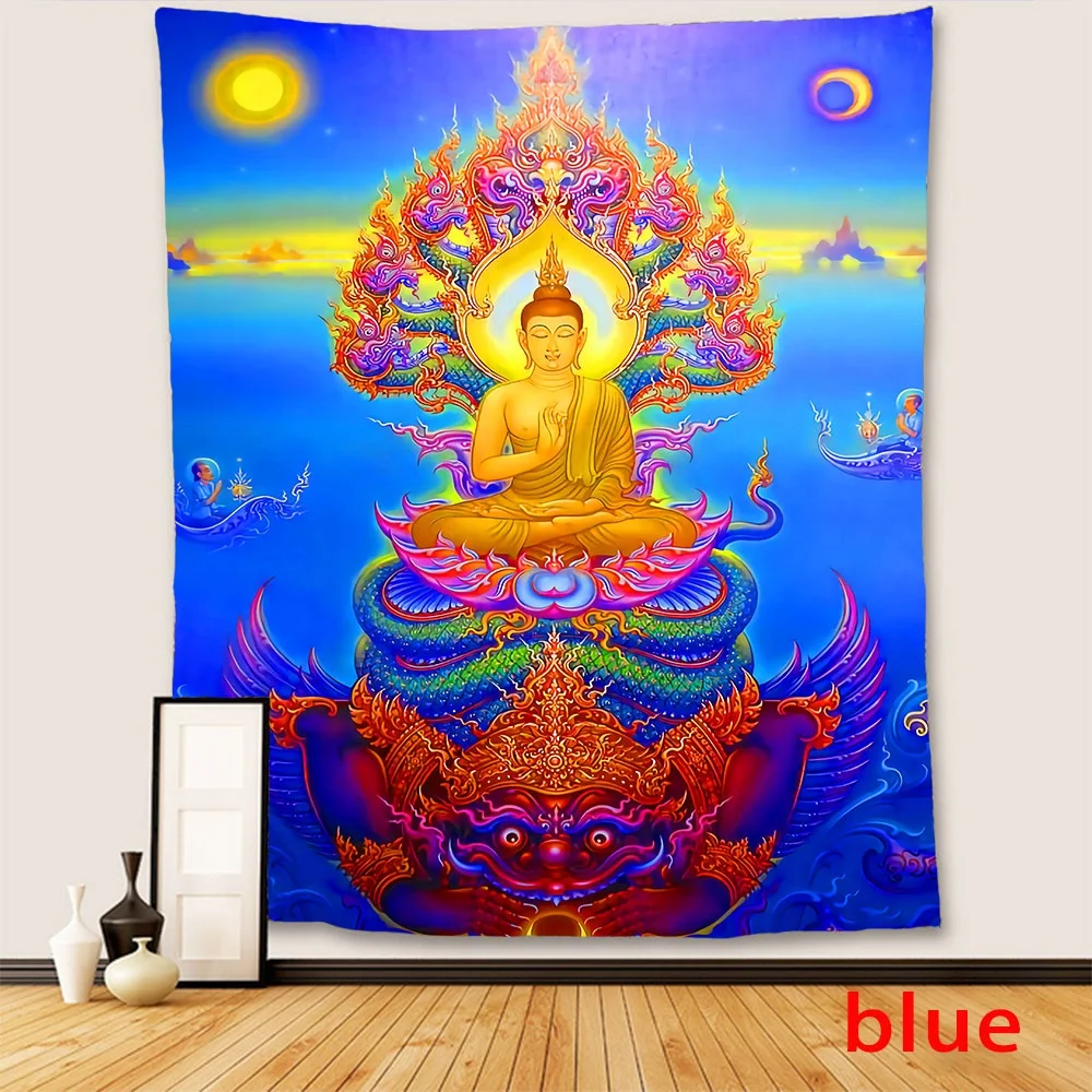 3D Aesthetics Mythology Style Personality Indian Buddhism Culture Buddha Shiva and Ganesha Tapestry Wall Hanging Wall Art