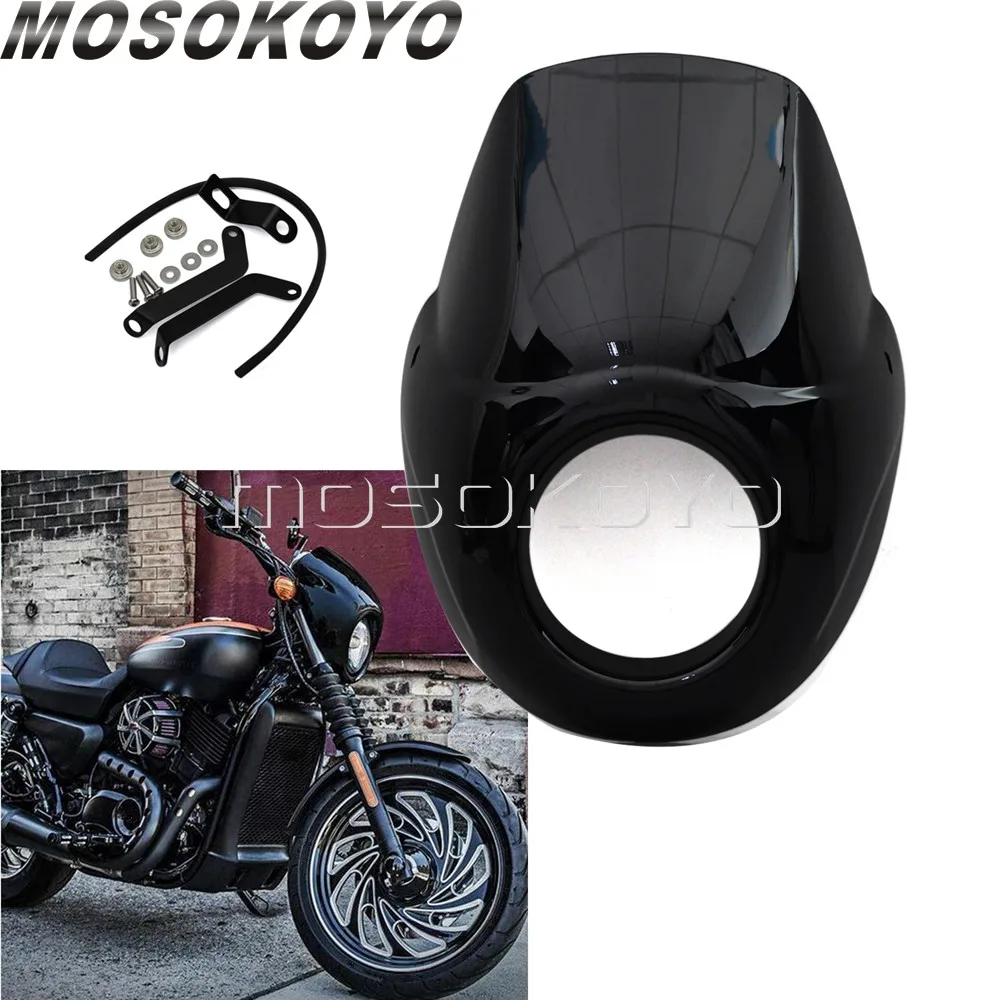 Black Motorcycle Headlight Fairing Windscreen w/ Mount Kit for Harley Street 750 500  Street Rod XG750A XG750 XG500  2015-2020