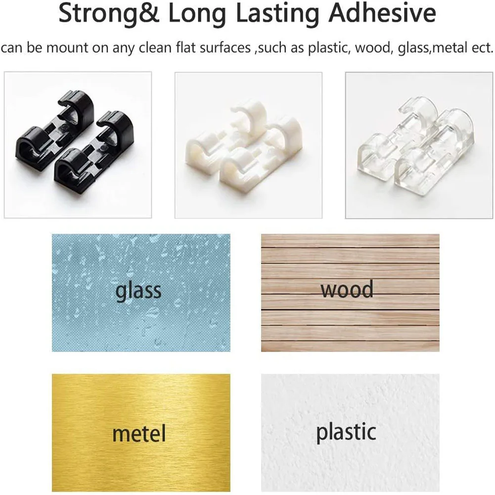 Cable Organizer Clips para Desktop e Workstation, Wire Manager, suporte do cabo, carregamento USB, Data Line Winder, Gestão, 20PCs