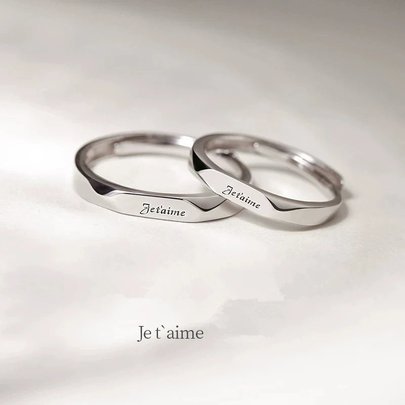 

Whole Pure 925 Sterling Silver Original Luxury Openable Rings Lover French Text I Love You Freely Resizable Charming Pair Ring