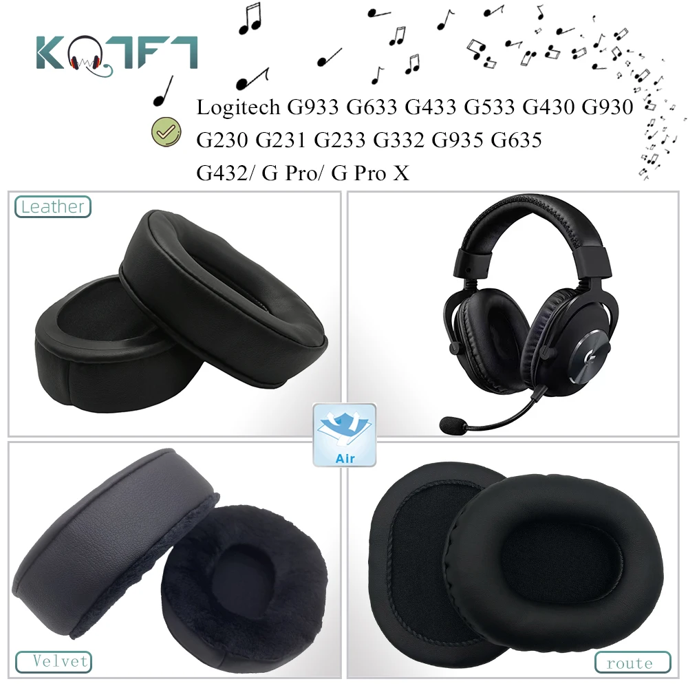 KQTFT  Velvet Replacement EarPads for Logitech G933 G633 G433 G533 G430 G930 G230 G231 G233 G332 G935 G635 G432/ G Pro/ G Pro X