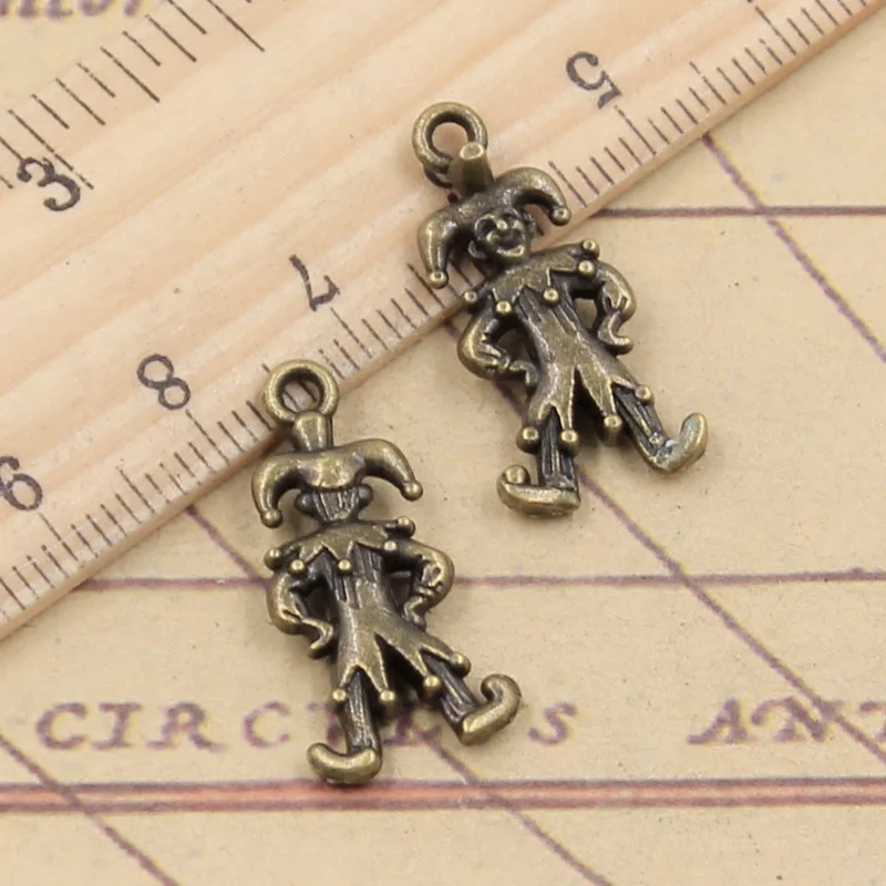 10pcs Charms Clown Joker Jester 25x12mm Tibetan Bronze Silver Color Pendants Antique Jewelry Making DIY Handmade Craft