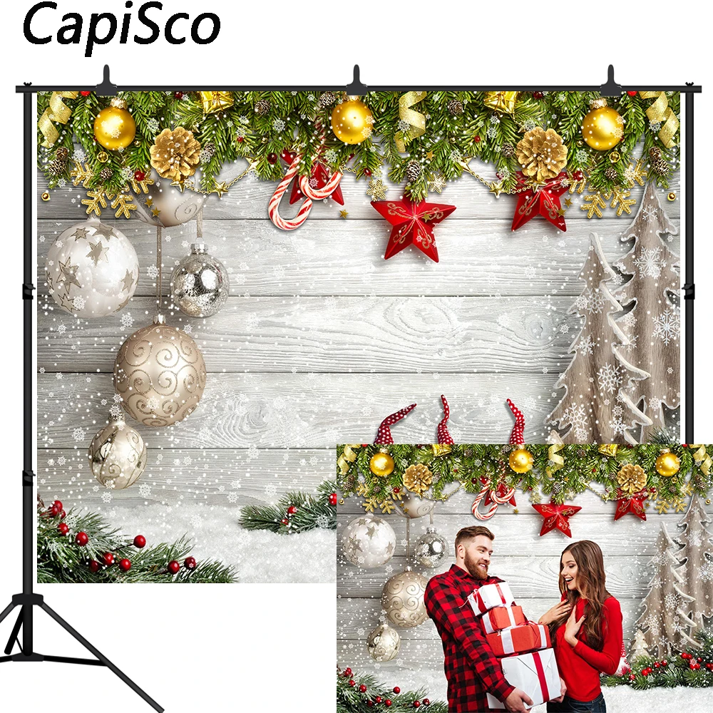 Capisco White Wood Christmas Party Photography Backdrop Winter Snow Xmas Soft Plush Toy Elves Background Decor Photo Studio Prop