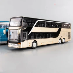 Hot Sale High Quality 1:32 Alloy Pull Back Bus Model High Imitation Double Sightseeing Bus Flash Toys Vehicle Alloy Bus Toy Car