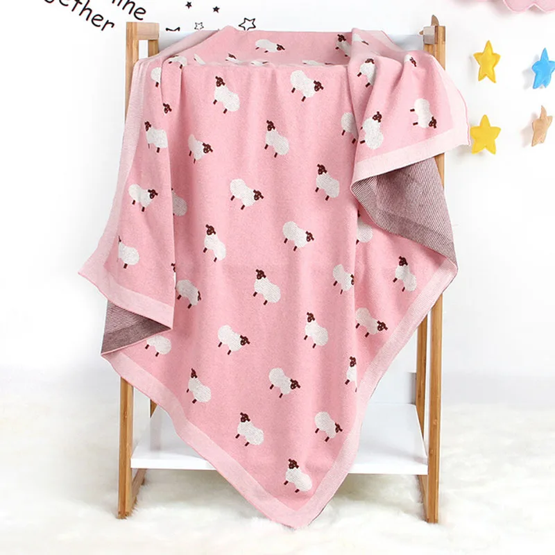 Infant Baby Boy Girl Sheep Printing Knit Blanket New 2020 Autumn Winter Newborn Baby Quilt Boys Girls Hold Blanket