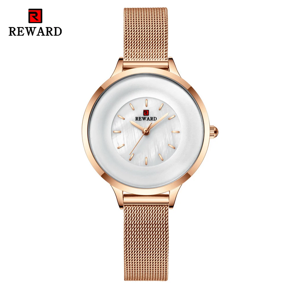 REWARD New Rose Gold Women Watch Business Quartz Watch Ladies Top Brand Luxury Female Wrist Watch Girl Clock Relogio Feminin