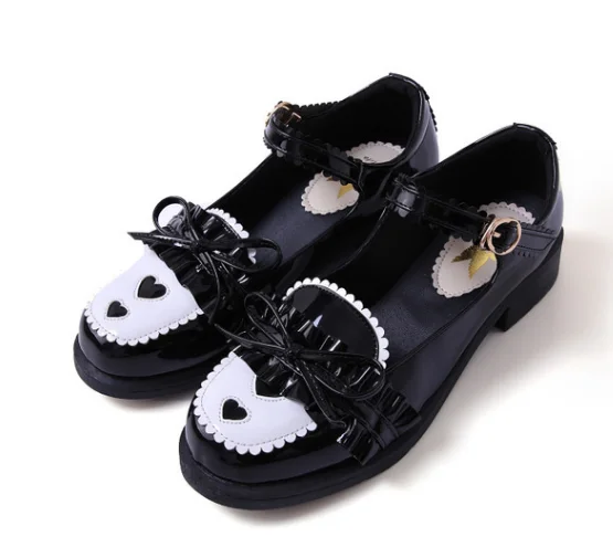 Giapponese Dolce Scarpe Lolita Scarpe Vintage a Testa Tonda Comode Scarpe Donna Carino Lace Ruffle Bowknot Kawaii Pattini Della Principessa Loli Cos