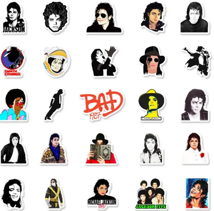 10/30/50pcs  International Pop Superstar Michael Jackson Graffiti  Stickers  Waterproof Skateboard  Crazy Fans Travel Suitcase