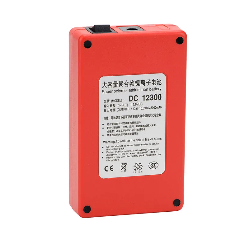 CCTVカメラ用ブラックケース付きリチウムバッテリーパック,スーパー充電式セル,ポリマー,DC 12300, 12V, 3000mAh, 10個セット