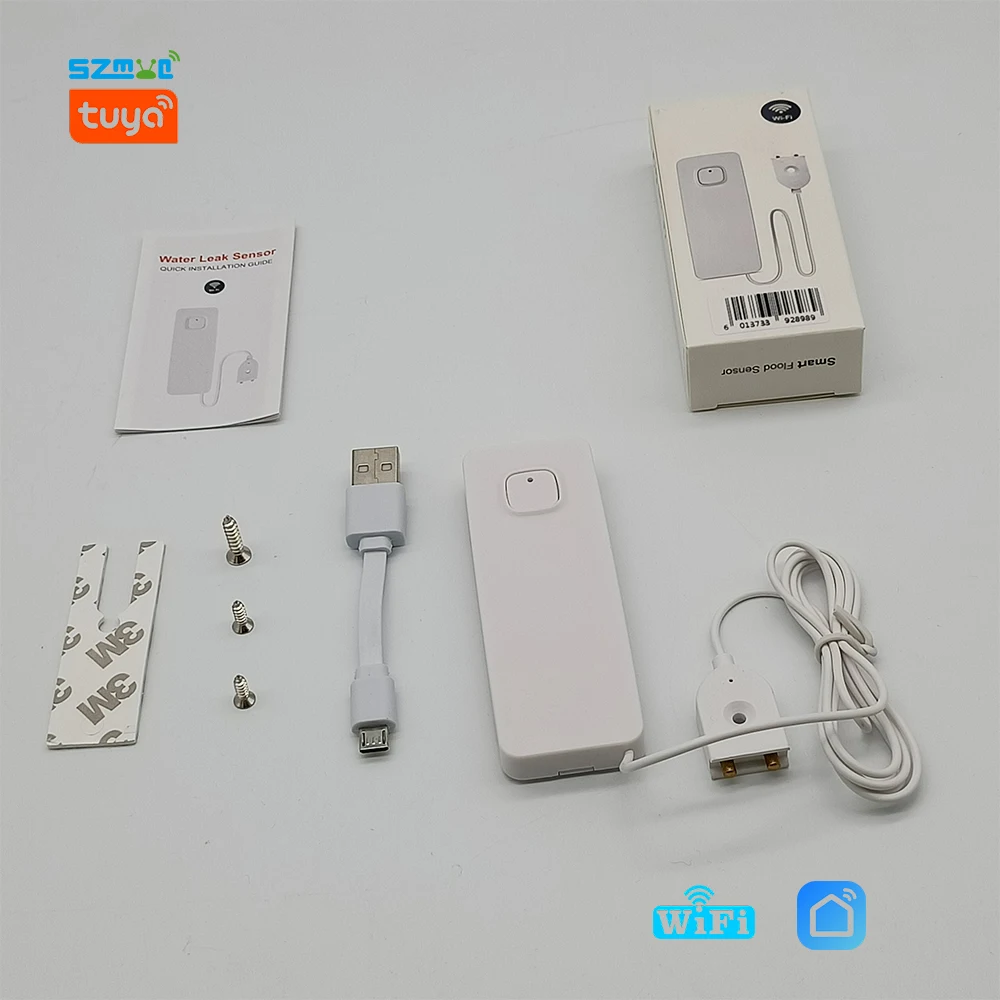 SZMYQ Tuya Wifi Smart Home Alarm System Water Leakage Sensor Security Wireless Flow Level Leak Detector Smart life APP Control