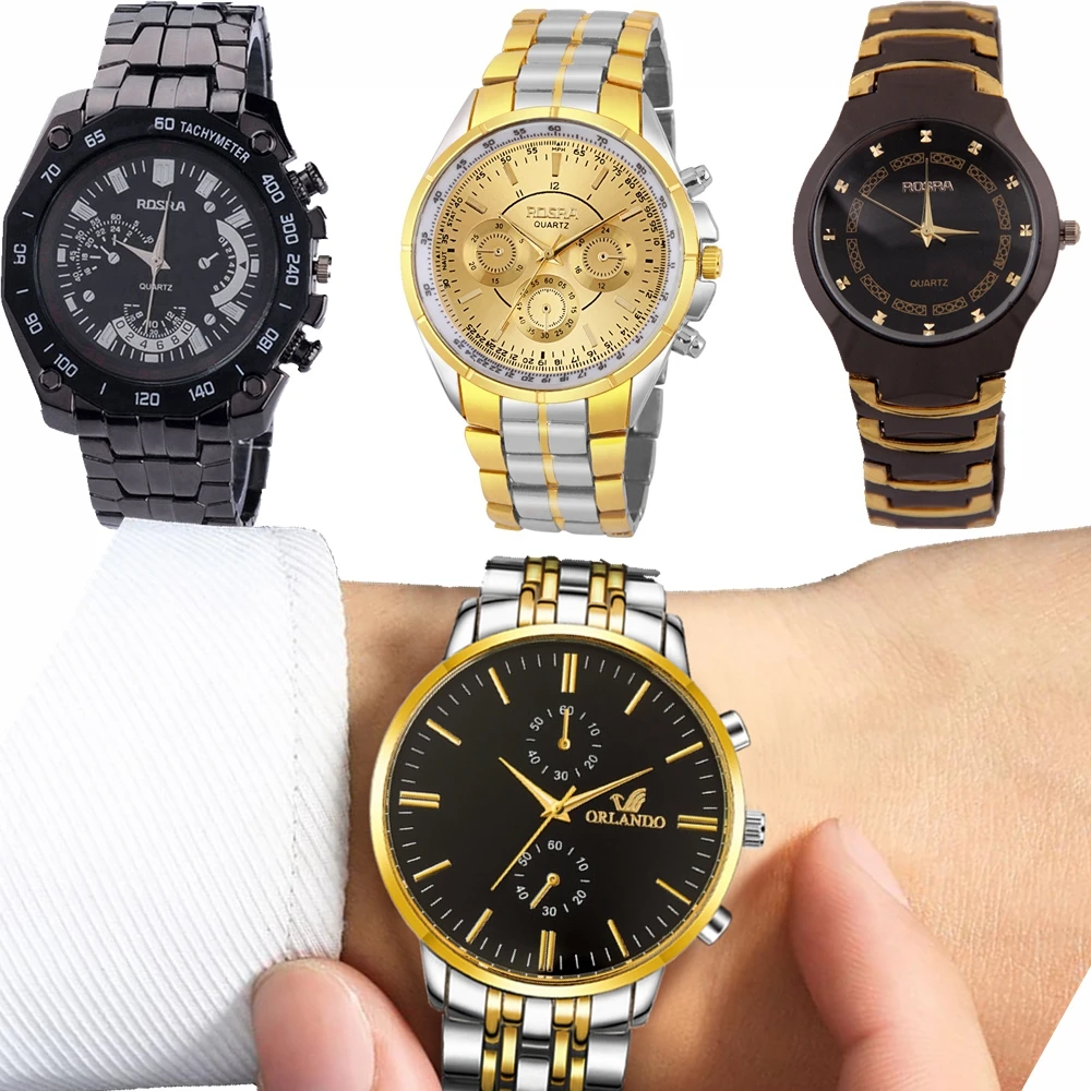 2019 Fashion Mens Watch Hot Selling Quartz Watches Wholesale of Tungsten-like Steel Men\'s Business Alloy Steel Strip