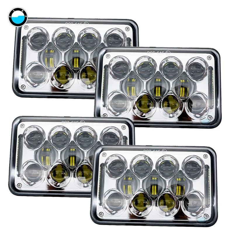 

4PCS Rectangular 4x6 Inch LED Headlight 60W DRL Replacement For Peterbilt Kenworth T800 T400 T600 W900B/L Trucks.