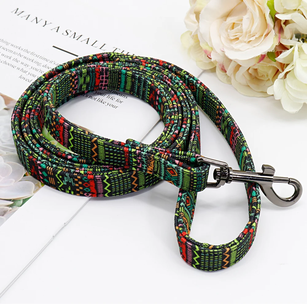 5 Colors Dog Leash Rope Nylon Printed Puppy Dog Walking Running Training Leashes Lead For Small Medium Large Dogs Pitbull