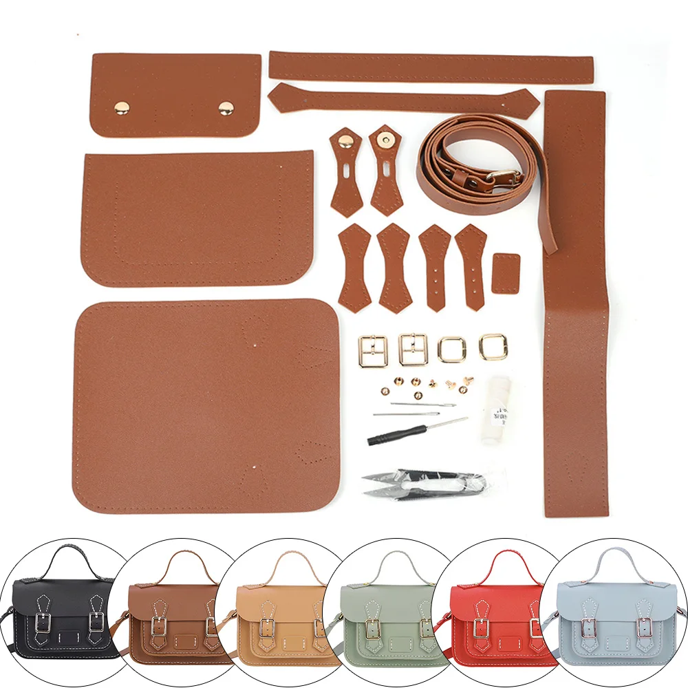 Diy kit artesanal saco cambridge estilo mão costura ferramentas alça ombro saco de couro do plutônio acessórios para mulher