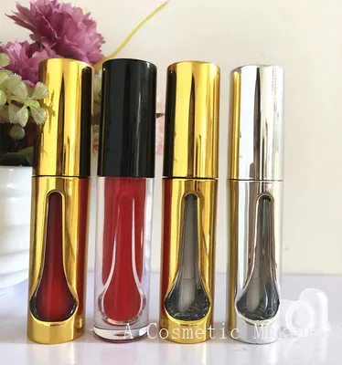 

10/30/50pcs 3ml transparent Gold black lid plastic lip gloss empty tube cosmetic sample lipgloss vial packaging container