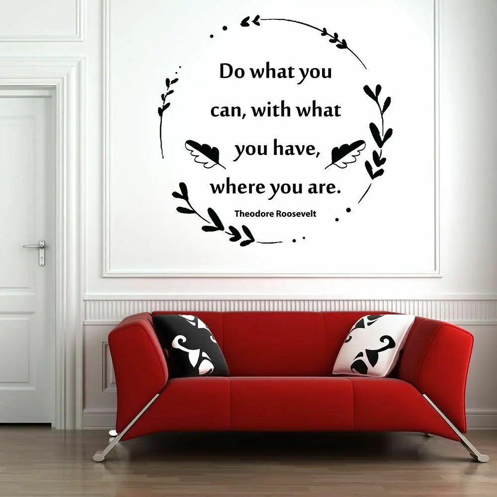 Art Wall Decals Theodore Roosevelt Motivational Quotes Door Window Vinyl Sticker Bedroom Living Room Study Word Home Decor Q366