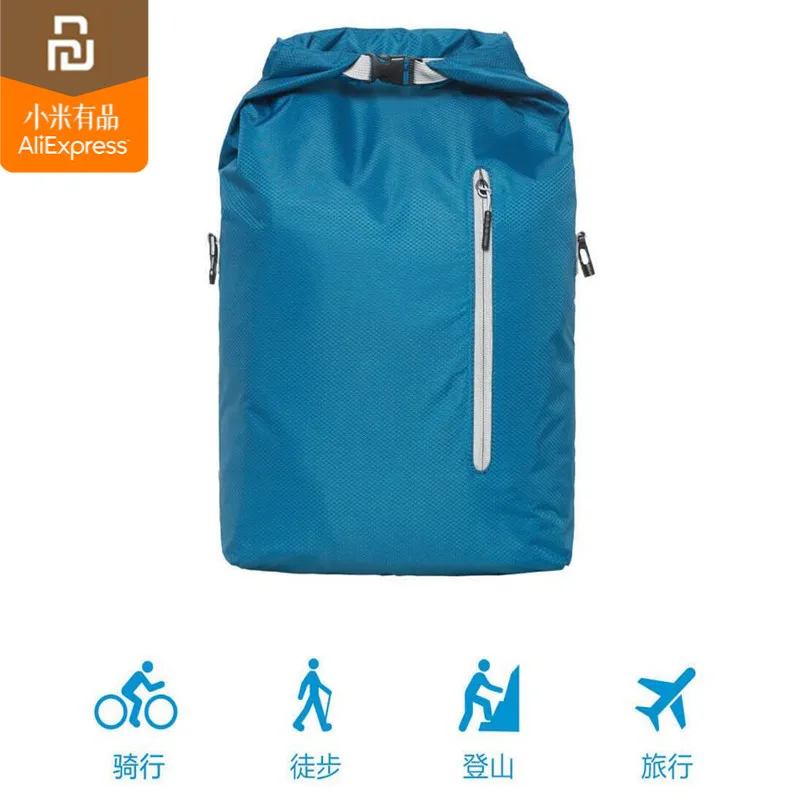 Em estoque ecossistema 90fun leve mochila dobrável saco resistente à água daypack para homem e mulher, 20l, azul/preto h30