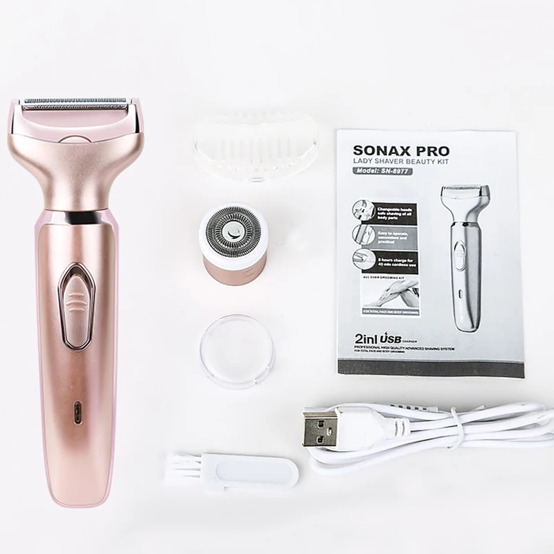 SONAX PRO Multifunction 2 In 1 Women Shaver Rechargeable Electric Shaver Razor Epilator Bikini Trimmer Portable Shaver Set images - 6