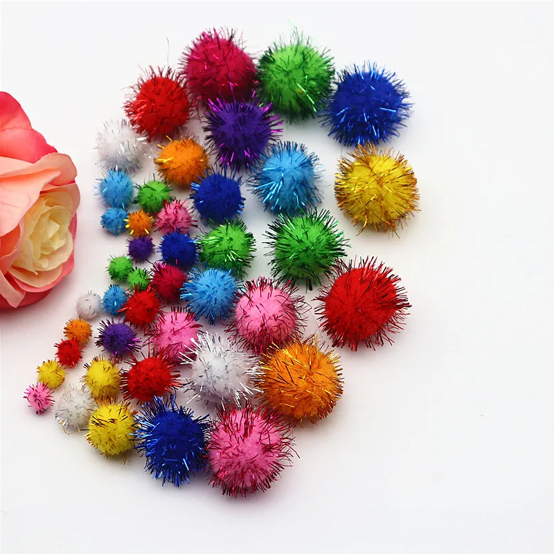 10-30mm Colorful Flashing  PomPom Ball for Children DIY Craft Supplies Handmade Creative Decoration Material PomPom 10-20g