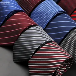 Corbata clásica de negocios para hombres, corbata de Color sólido a rayas, puntos a cuadros, 7cm, Jacquard, vestido de novia, uso diario, accesorios de corbata, regalo