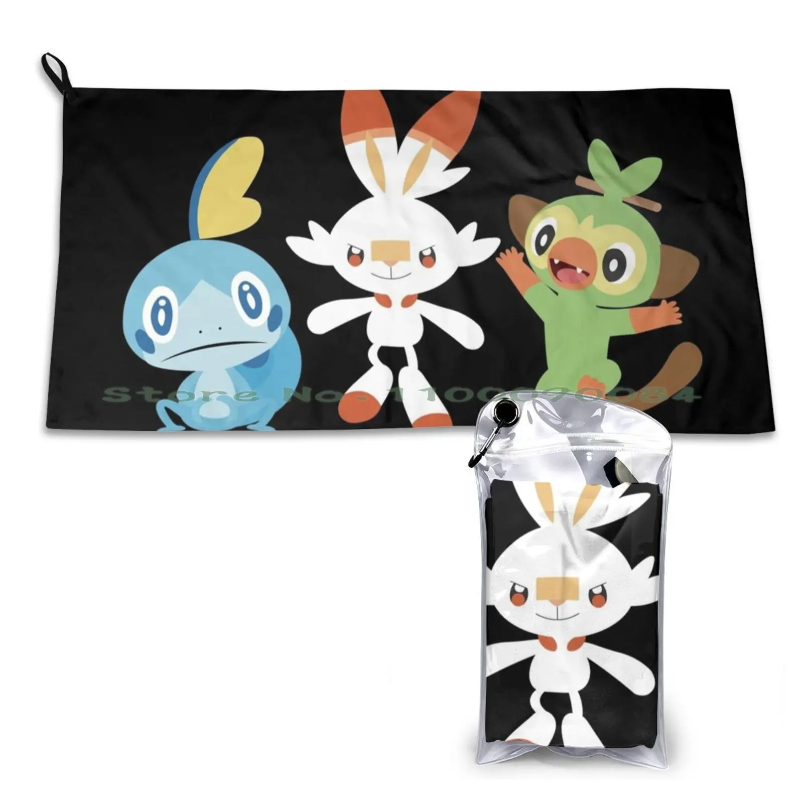 Gen 8 Starters Quick Dry Towel Gym Sports Bath Portable Sword Shield Generation 8 3 Viii White Red Orange Starters Minimalism