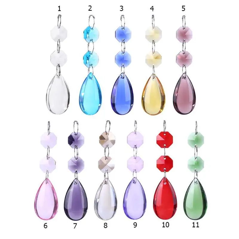 Camal 2pcs/lot 36mm Drop Tassel Crystal Pendant Prisms Octagonal Beads Curtain Ornament Party Wedding Home Decoration Hanging