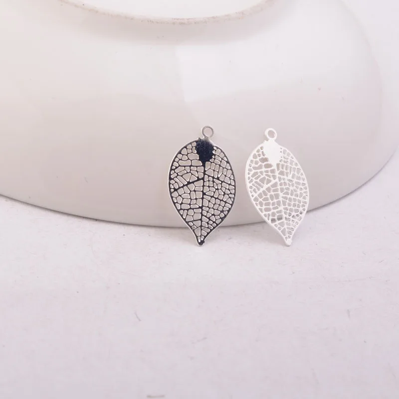 100pcs AC10464 11*19mm Small Print Leaf Charm Brass Leaves Jewelry accessories