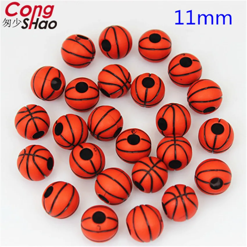 Cong Shao 50pcs/lot Acrylic Volleyball Soccer Baseball Round Spacer Ball Beads Accessories for DIY Jewelry Making Handmade 8Y798