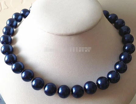 

14mm blue South Sea Shell Pearl Necklace Beads Jewelry 18 "