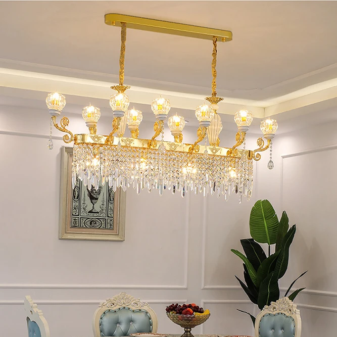 European Rectangle Ceramic Crystal Chandelier LED Modern Zinc Alloy Chandeliers Lights Fixture Dia103cm/133cm/147cm