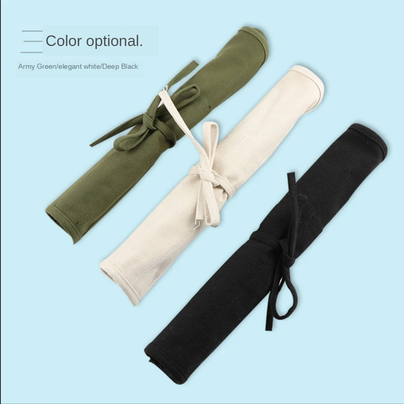 Canvas wear-resistant inserted pen brush bag watercolor pen oil painting pen curtain bag 16 hole customized brush storage bag