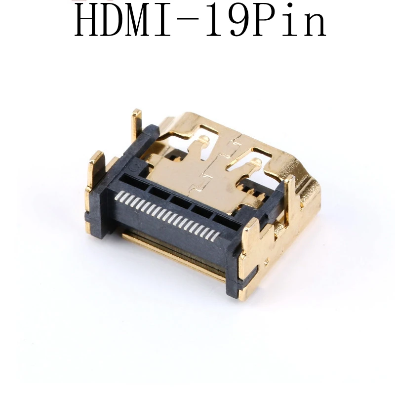 5PCS HDMI-Compatible Female Jack/Socket Connector 19PIN 19P Right Angle SMT SMD 90 Degree Gold-Plated HD 19 PIN