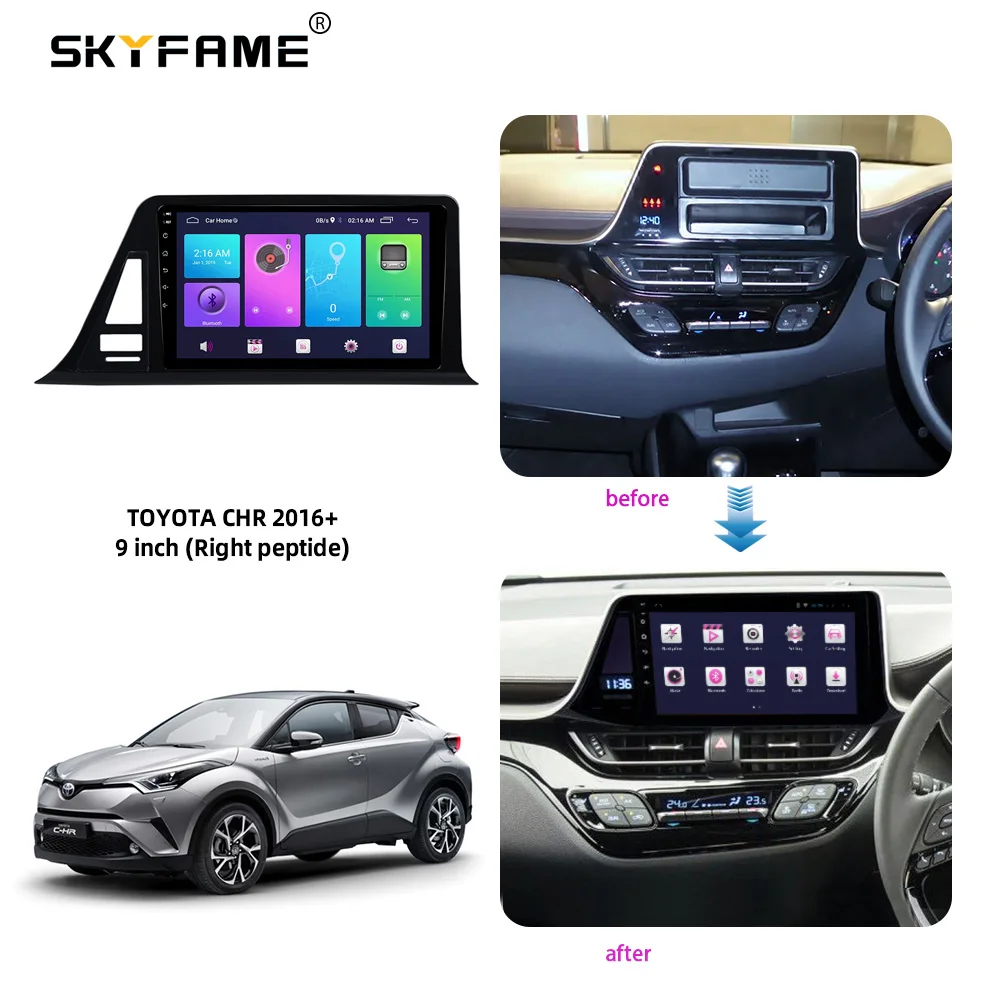 SKYFAcloser-Adaptateur de Fascia de cadre de voiture, décodeur de boîte Canbus, kit de panneau de montage de tableau de bord Radio Android pour Toyota Chr C-HR