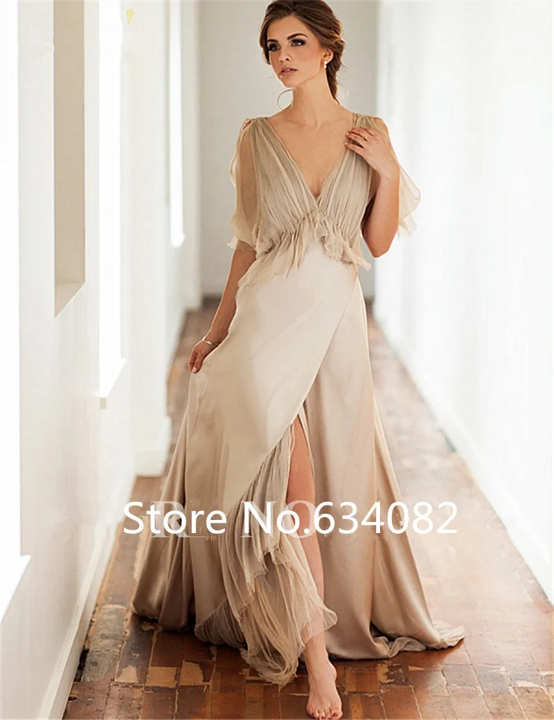 Neue vestido de novia 2018 elegante chiffon und satin böhmischen sexy mode strand braut abendkleid mutter der braut kleider