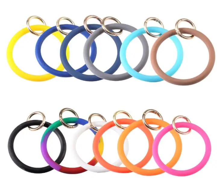 Leather Wrap Bracelets Silicone Keychain Wristband Drip Oil Key Ring Bangle Bardian With Superior Quality  SN3067