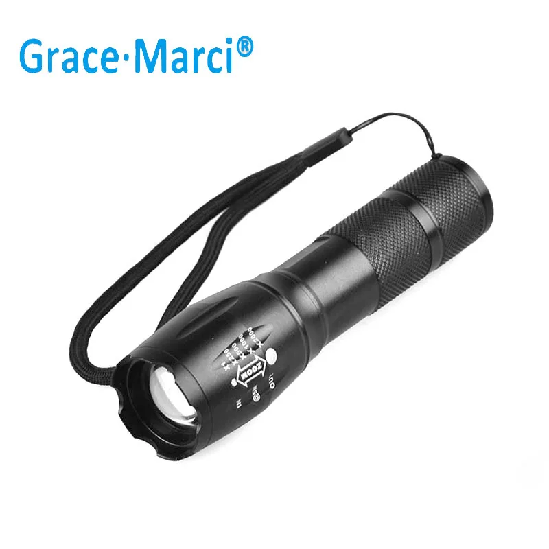 GM Powerful T6 Flashlight 400 Lumens Compact Military Grade Zoom Tactical LED Flashlight