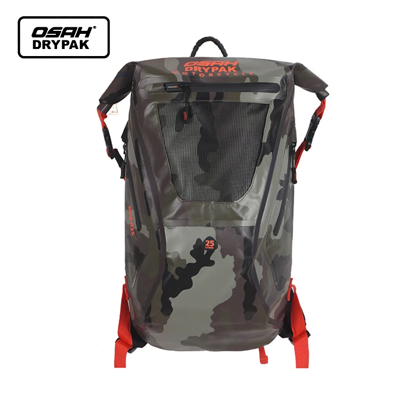 OSAH 25L Outdoor Rucksack Wasserdicht Große Kapazität Wandern Camping Radfahren Schwarz Camouflage/Motorrad Sport Tasche Gym Workout