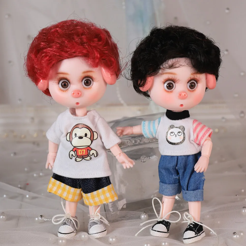 Sonho de fadas 1/12 bjd dodo pigies dol no.2l com cabelo 14cm mini boneca 26 corpo comum bonito crianças presente brinquedo ob11