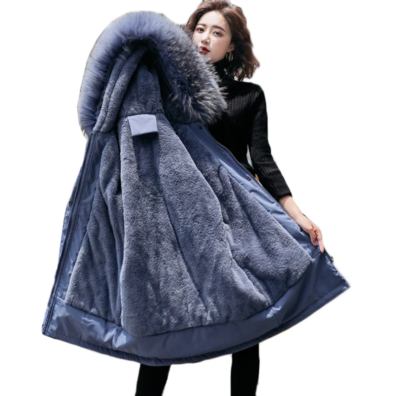 NEW Winter Coat Parka Women Large Fur Female Jacket Mid Long Padded Clothing Snow Wear Plus velvet Warm Hooded Winter Jacket 6XL